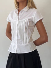 Devine Button Down Collared Neck Short Sleeve Shirt OutfitFlow